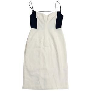 NEW Black Halo Sleeveless Sheath Dress Colorblock White Navy Blue Size 8
